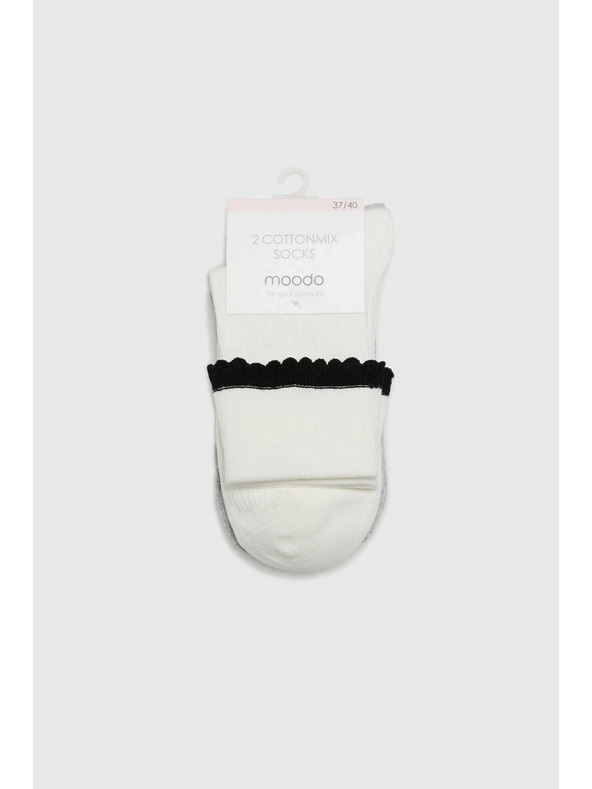 Moodo 2 darabos hosszú zokni szürke-fehér Moodo