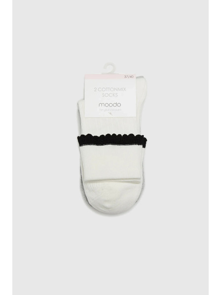 Moodo 2 darabos hosszú zokni szürke-fehér Moodo