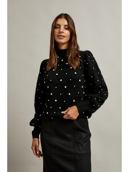 Moodo Fekete gyöngyös pulóver Moodo