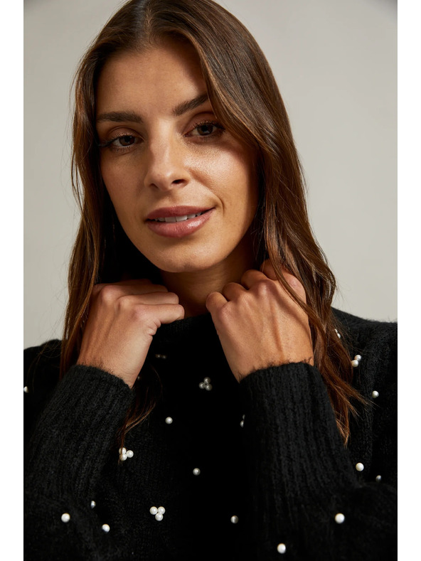 Moodo Fekete gyöngyös pulóver Moodo