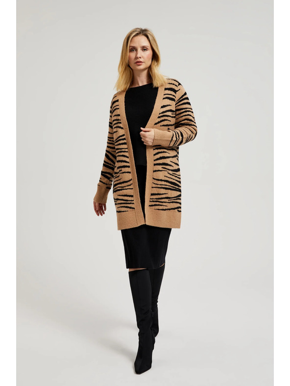 Moodo Bézs hosszú ujjú kardigán állat mintával Moodo