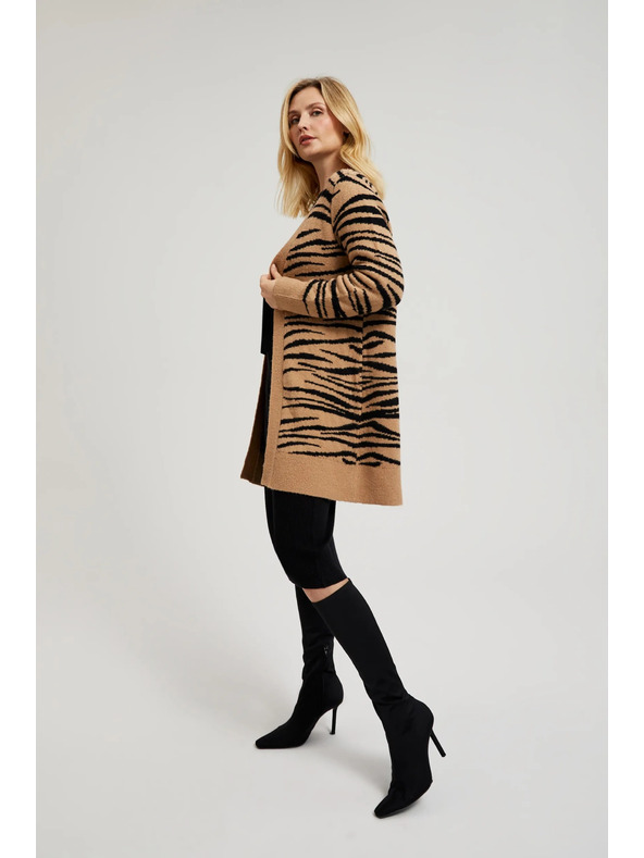 Moodo Bézs hosszú ujjú kardigán állat mintával Moodo