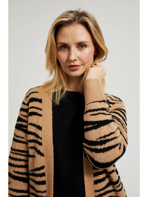 Moodo Bézs hosszú ujjú kardigán állat mintával Moodo