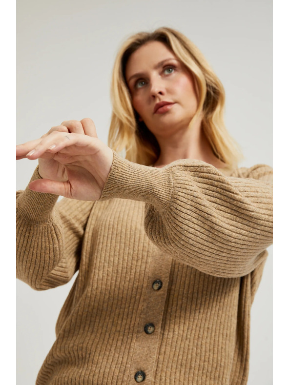 Moodo Bézs gombos kardigán fodros ujjakkal Moodo
