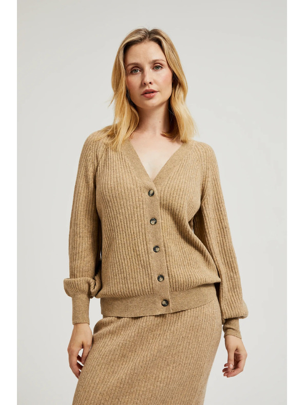 Moodo Bézs gombos kardigán fodros ujjakkal Moodo