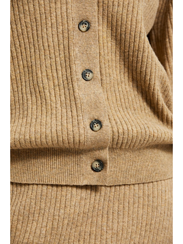 Moodo Bézs gombos kardigán fodros ujjakkal Moodo