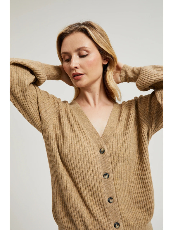 Moodo Bézs gombos kardigán fodros ujjakkal Moodo