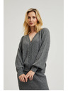 Moodo Szürke gombos kardigán fodros ujjakkal Moodo