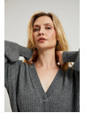 Moodo Szürke gombos kardigán fodros ujjakkal Moodo