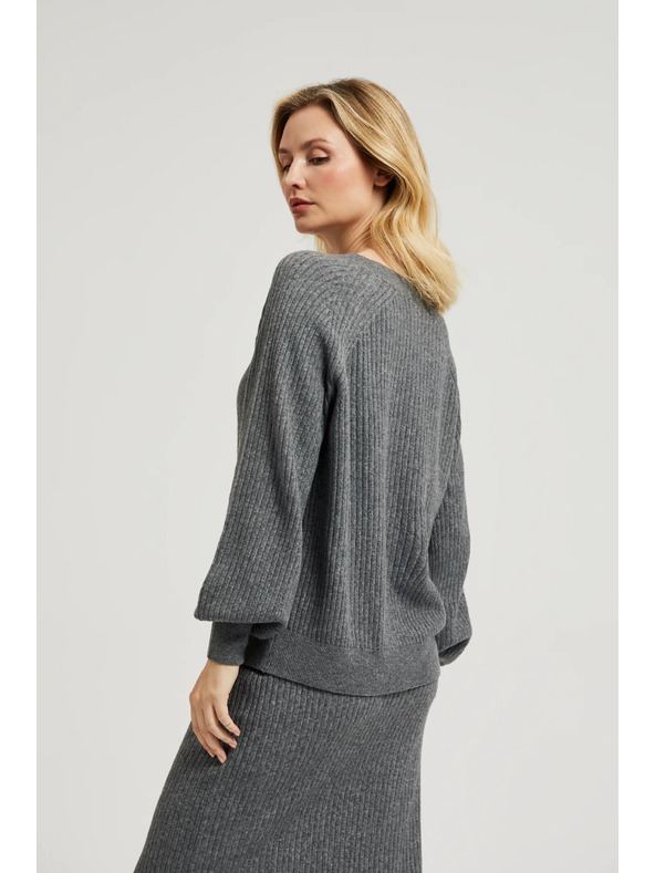 Moodo Szürke gombos kardigán fodros ujjakkal Moodo