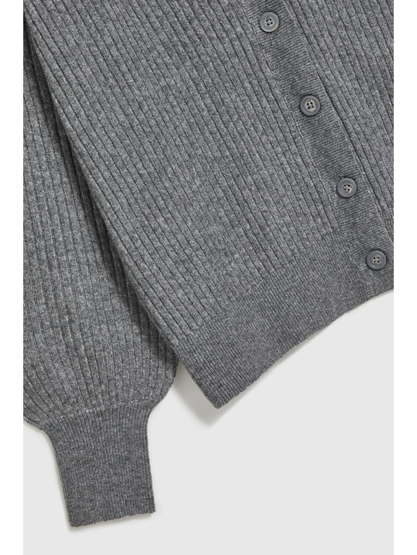 Moodo Szürke gombos kardigán fodros ujjakkal Moodo