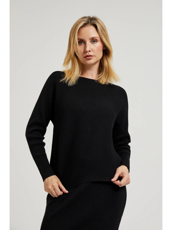 Moodo Fekete denevér fazonú pulóver Moodo