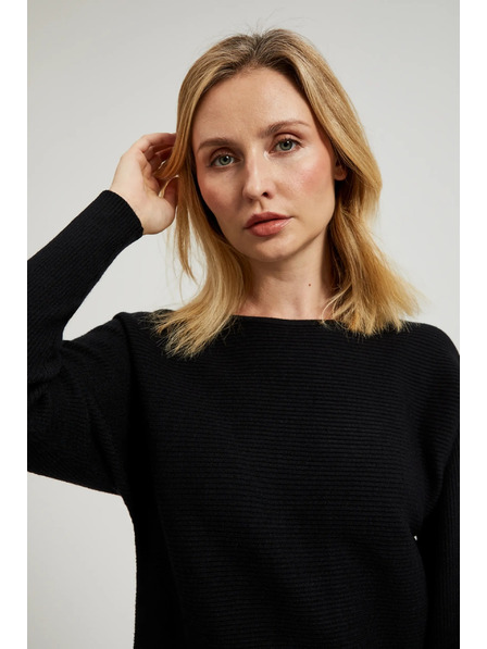 Moodo Fekete denevér fazonú pulóver Moodo