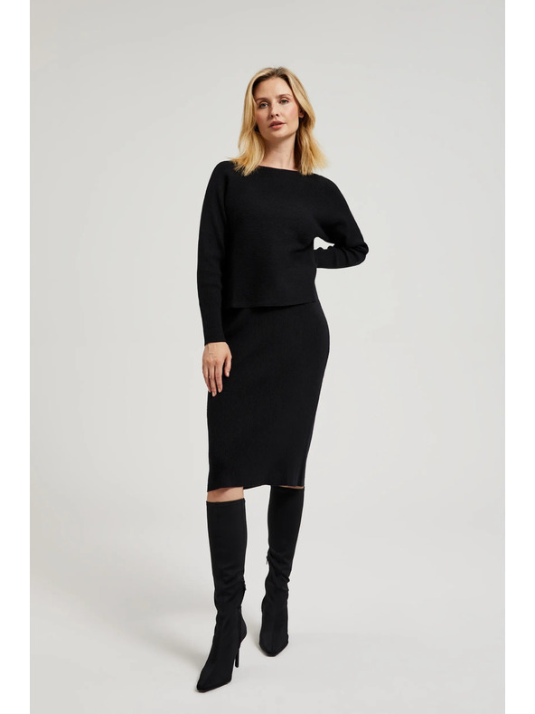 Moodo Fekete denevér fazonú pulóver Moodo