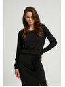 Moodo Hosszú ujjú pulóver fémes szállal díszítve, fekete Moodo