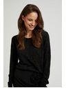 Moodo Hosszú ujjú pulóver fémes szállal díszítve, fekete Moodo