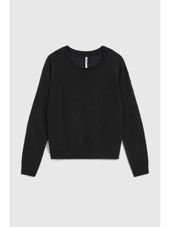 Moodo Hosszú ujjú pulóver fémes szállal díszítve, fekete Moodo