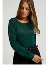 Moodo Hosszú ujjú pulóver fémes szállal díszítve, zöld Moodo