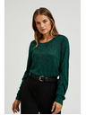 Moodo Hosszú ujjú pulóver fémes szállal díszítve, zöld Moodo
