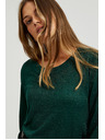 Moodo Hosszú ujjú pulóver fémes szállal díszítve, zöld Moodo