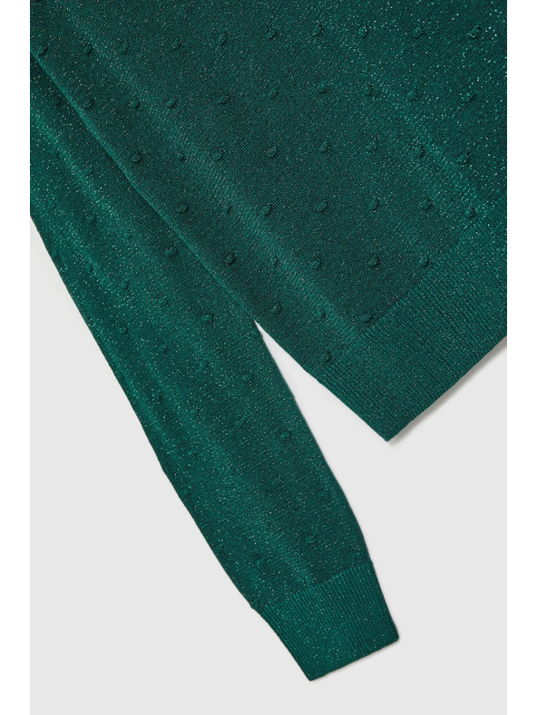 Moodo Hosszú ujjú pulóver fémes szállal díszítve, zöld Moodo