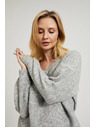 Moodo Sima V-nyakú és bordázott szürke pulóver Moodo