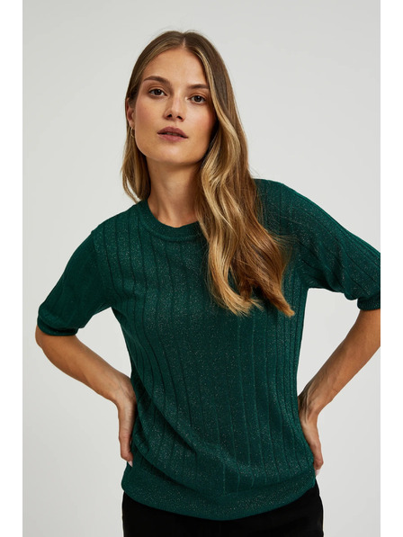 Moodo Viszkóz pulóver fémes szállal, zöld Moodo