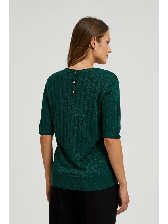 Moodo Viszkóz pulóver fémes szállal, zöld Moodo