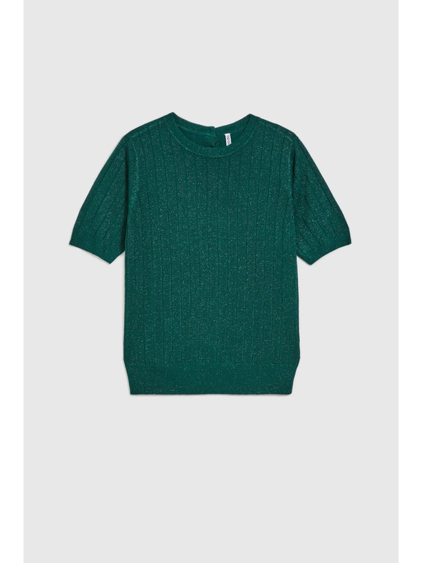 Moodo Viszkóz pulóver fémes szállal, zöld Moodo