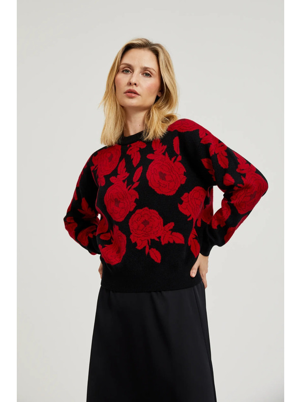 Moodo Fekete pulóver nyomott mintával Moodo