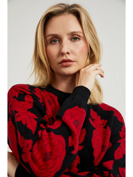 Moodo Fekete pulóver nyomott mintával Moodo