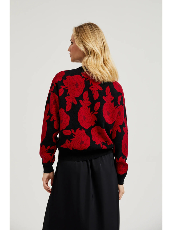 Moodo Fekete pulóver nyomott mintával Moodo