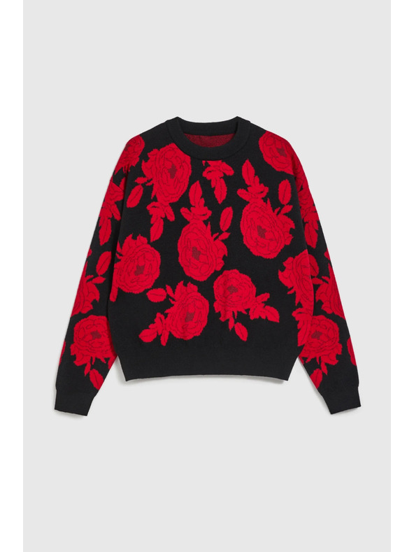 Moodo Fekete pulóver nyomott mintával Moodo