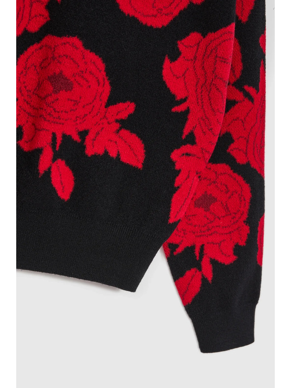 Moodo Fekete pulóver nyomott mintával Moodo