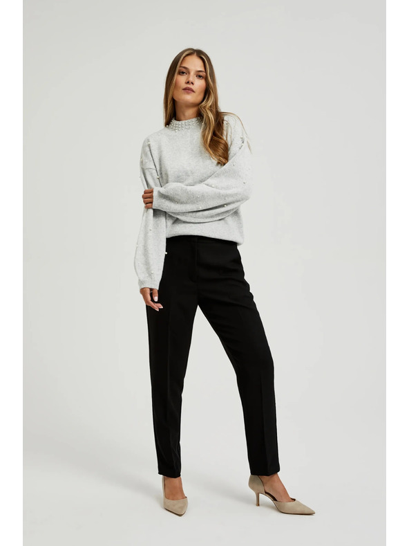 Moodo Gyöngyökkel díszített szürke pulóver Moodo