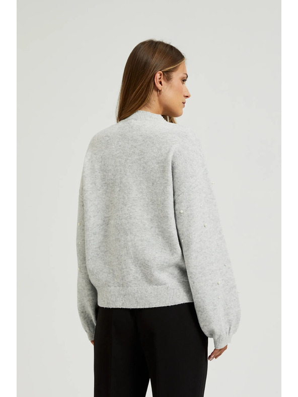 Moodo Gyöngyökkel díszített szürke pulóver Moodo