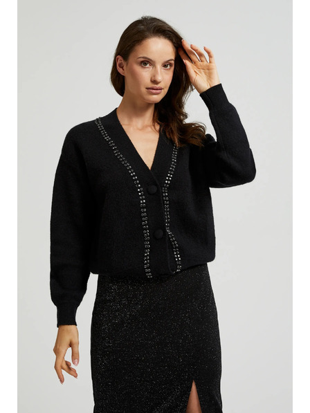 Moodo Fekete kardigán gyöngyökkel díszítve Moodo