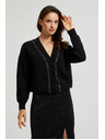 Moodo Fekete kardigán gyöngyökkel díszítve Moodo