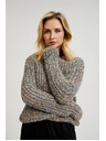 Moodo Színes szállal díszített szürke pulóver Moodo