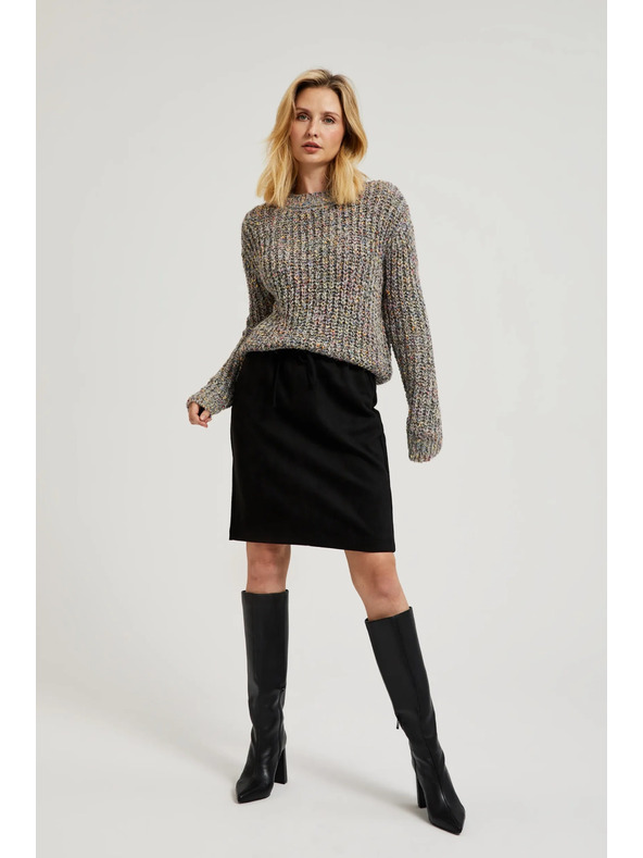 Moodo Színes szállal díszített szürke pulóver Moodo