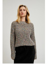 Moodo Színes szállal díszített szürke pulóver Moodo