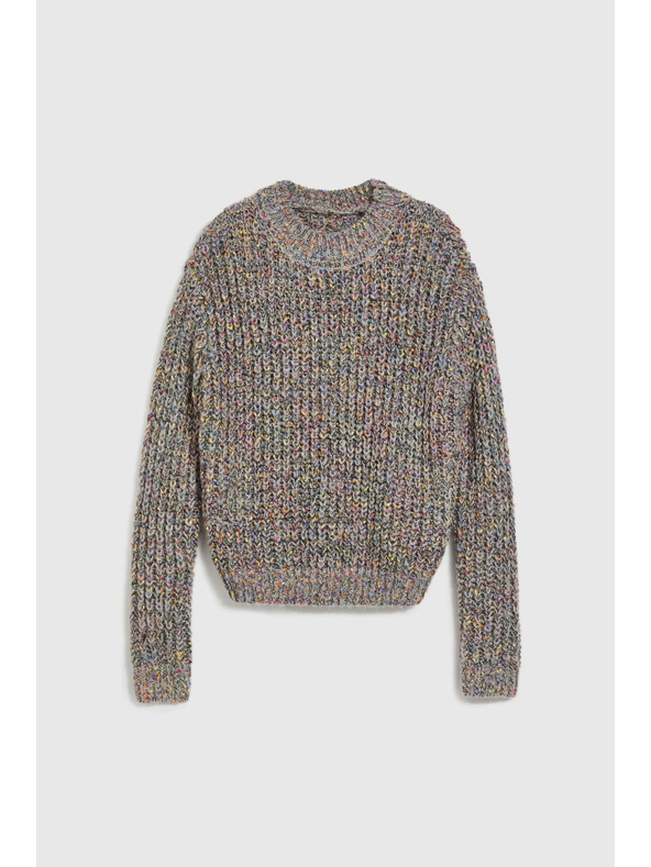 Moodo Színes szállal díszített szürke pulóver Moodo