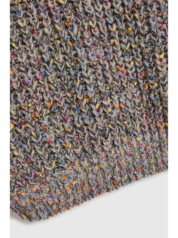 Moodo Színes szállal díszített szürke pulóver Moodo