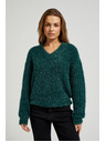 Moodo Bolyhos pulóver fémes szállal, zöld Moodo