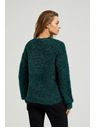 Moodo Bolyhos pulóver fémes szállal, zöld Moodo