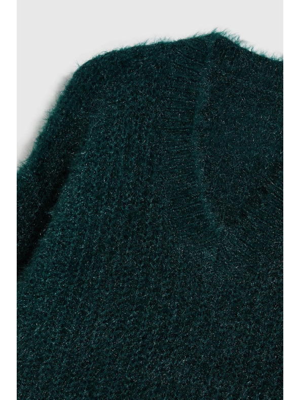 Moodo Bolyhos pulóver fémes szállal, zöld Moodo