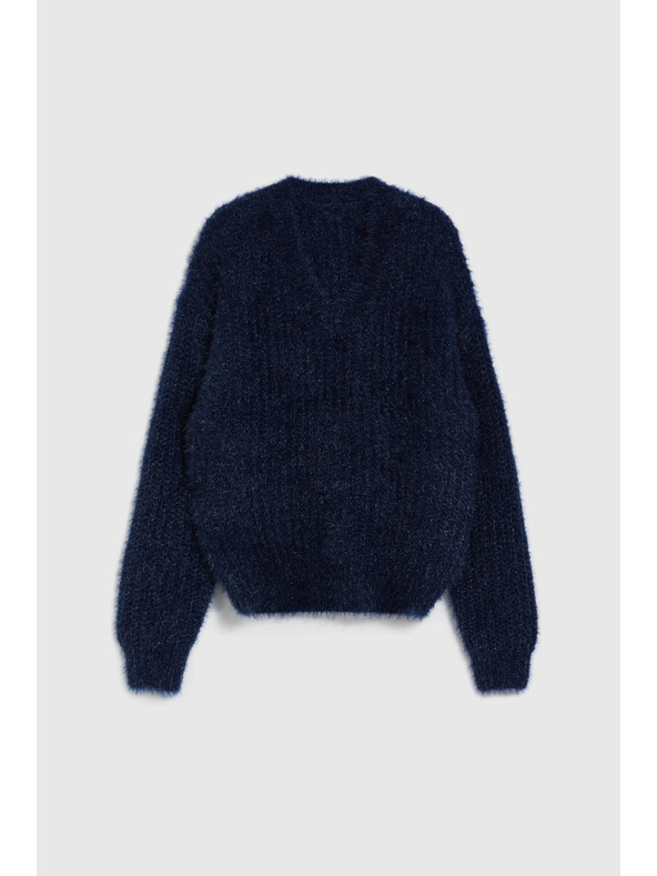Moodo Bolyhos pulóver fémes szállal, sötétkék Moodo
