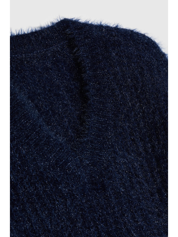 Moodo Bolyhos pulóver fémes szállal, sötétkék Moodo