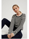 Moodo Rövid fekete-fehér csíkos pulóver Moodo