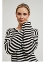 Moodo Rövid fekete-fehér csíkos pulóver Moodo